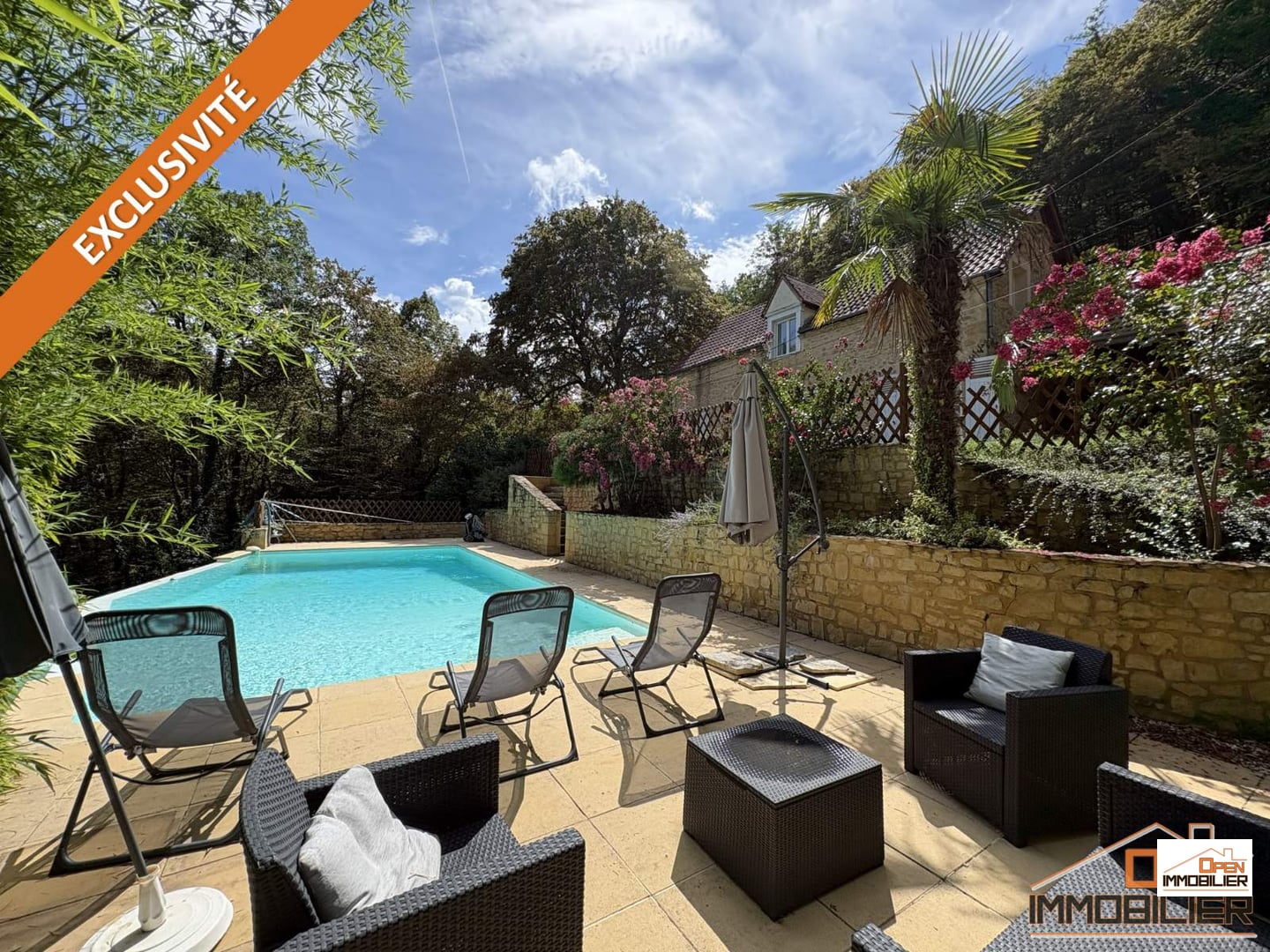 Propriété troglodyte en pierre-Gîte-Piscine à débordement-Terrain 18 522m² - Carlux
