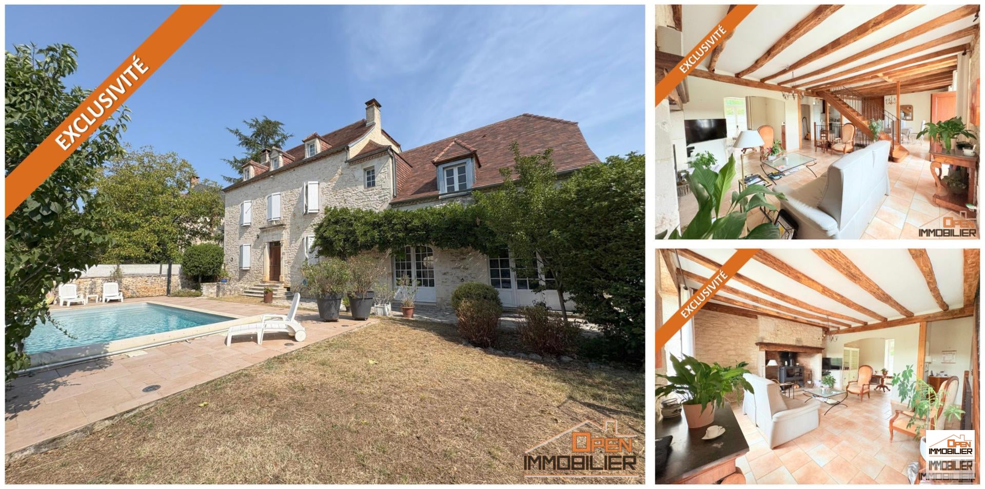 Maison en pierre 201m²-7 pièces-grange-piscine