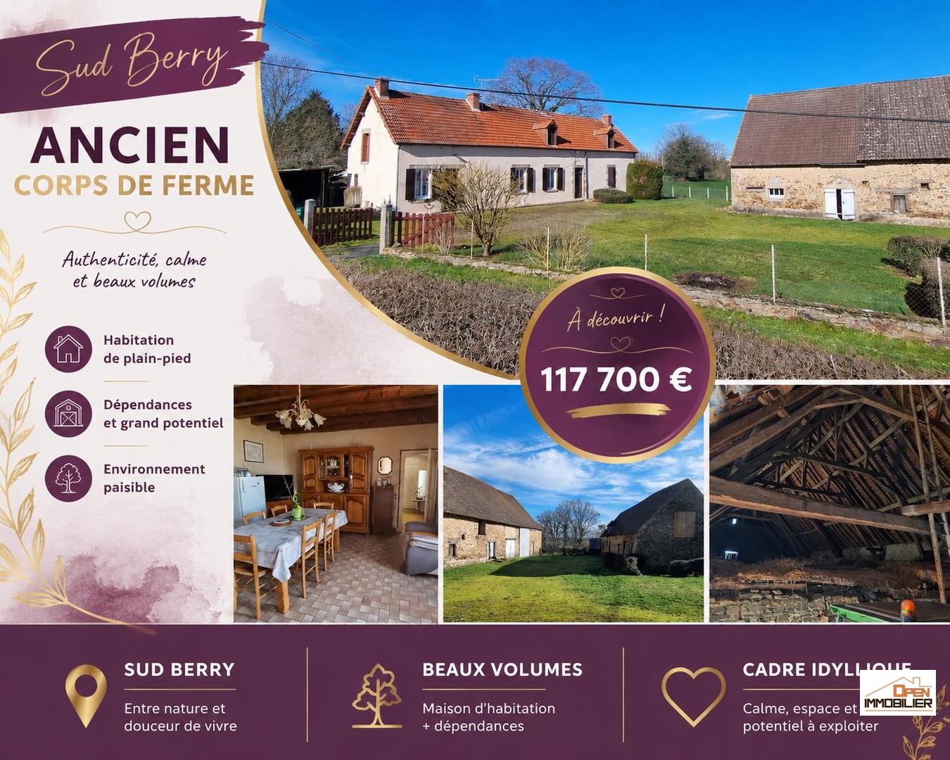 Ancien corps de ferme dans petit hameau calme !